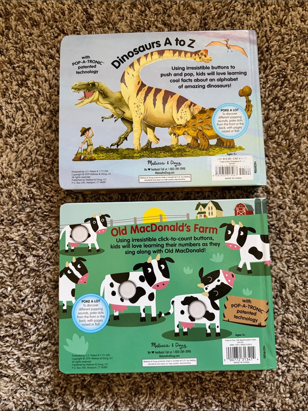 Melissa & Doug Poke-A-Dot! Dinosaurs A to Z & Old MacDonald’s Farm - Picture 2 of 2